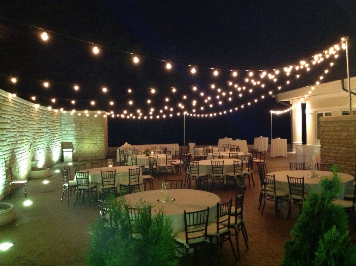 Outdoor Bistro Venue at Night with Strung Lights