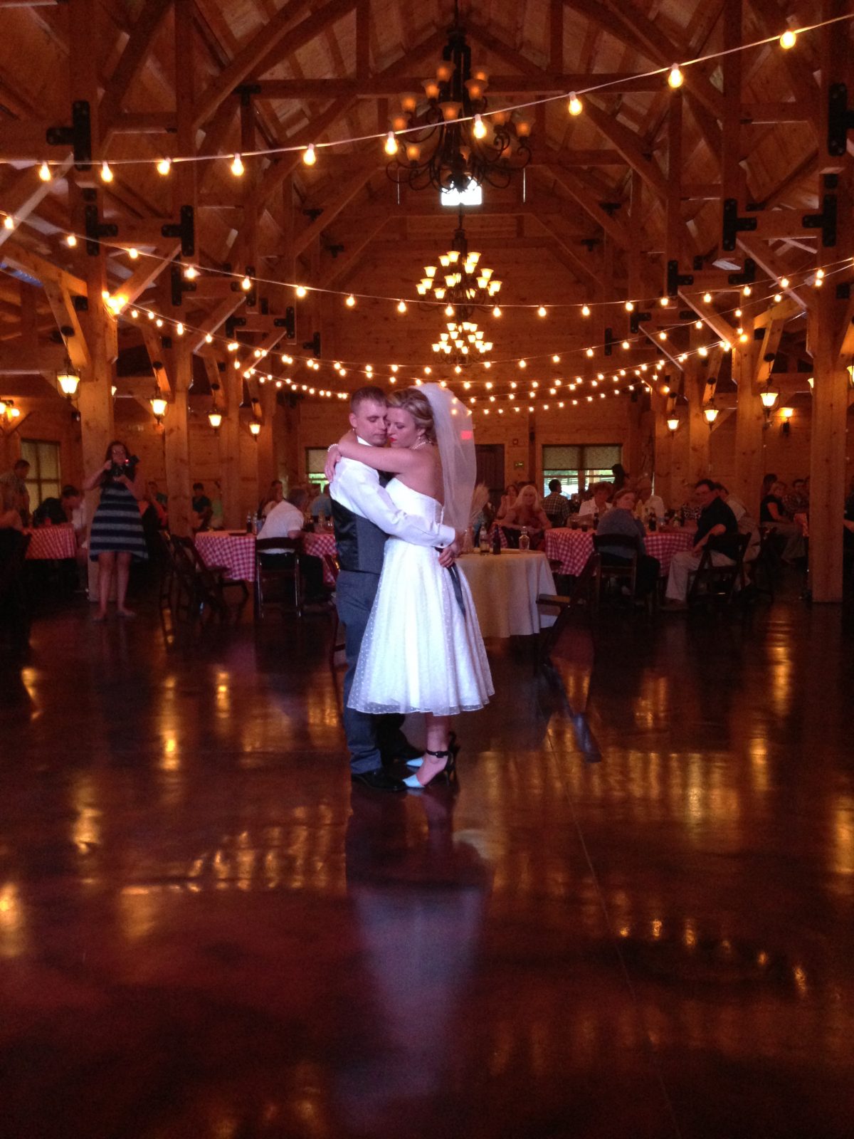 Dancing Couple at Rustic Wedding