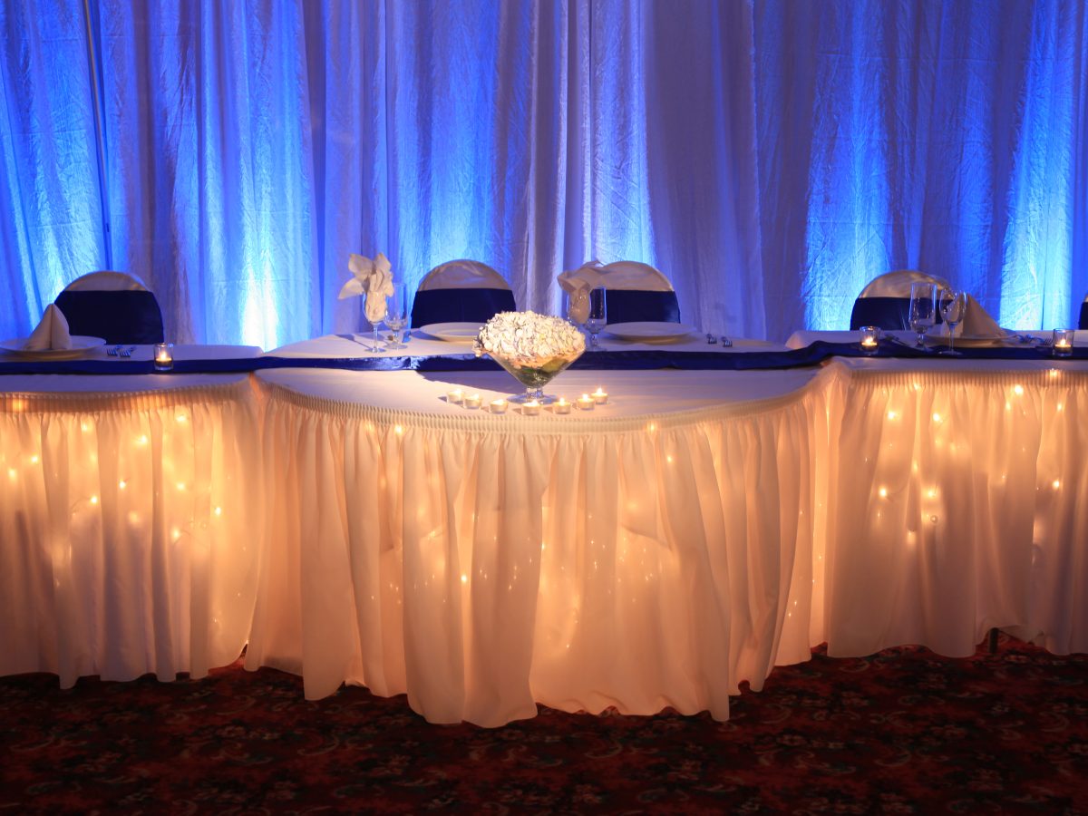 Long Event Table with Blue Backlight